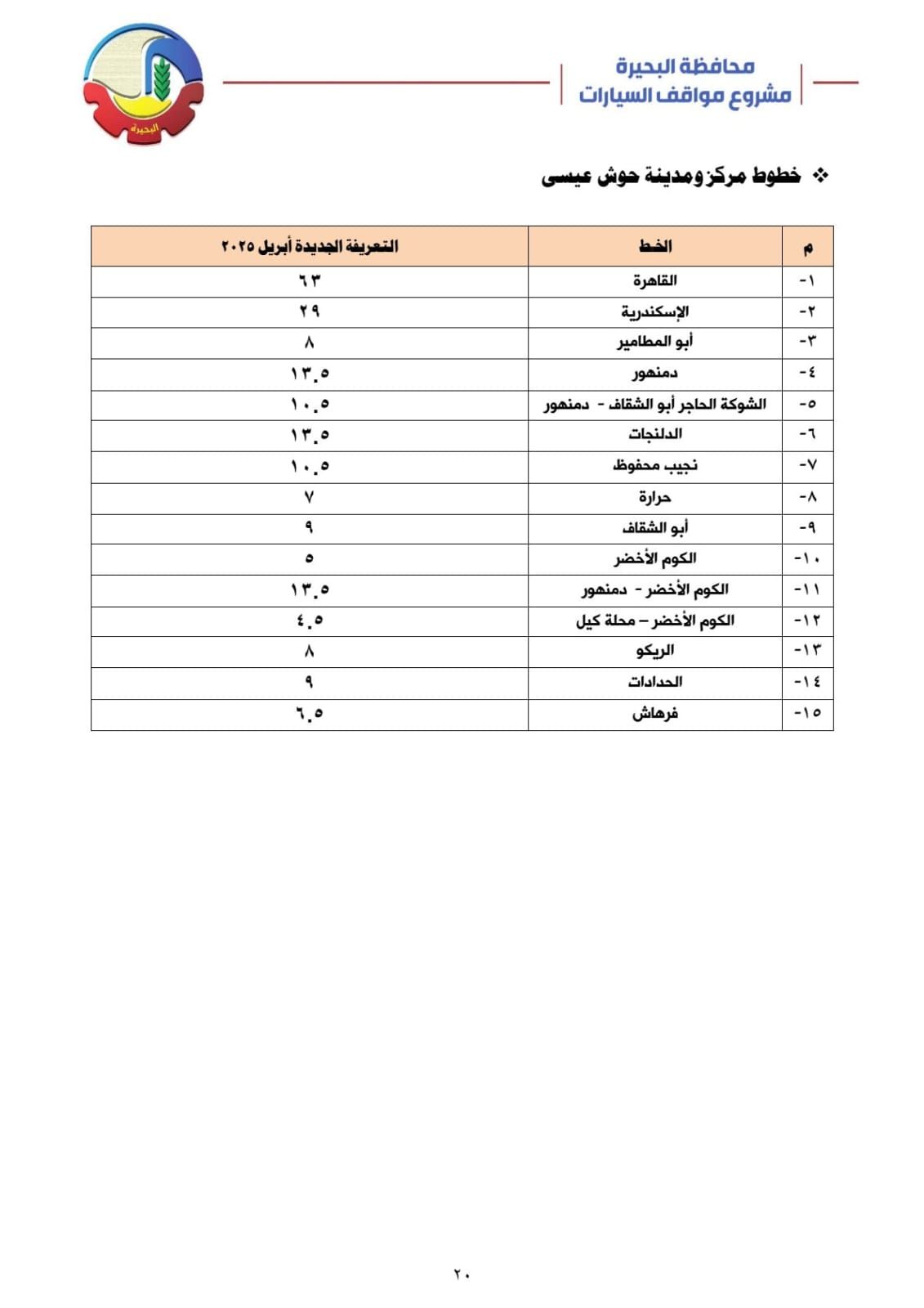 تعريفة الركوب الجديدة بالبحيرة (3)