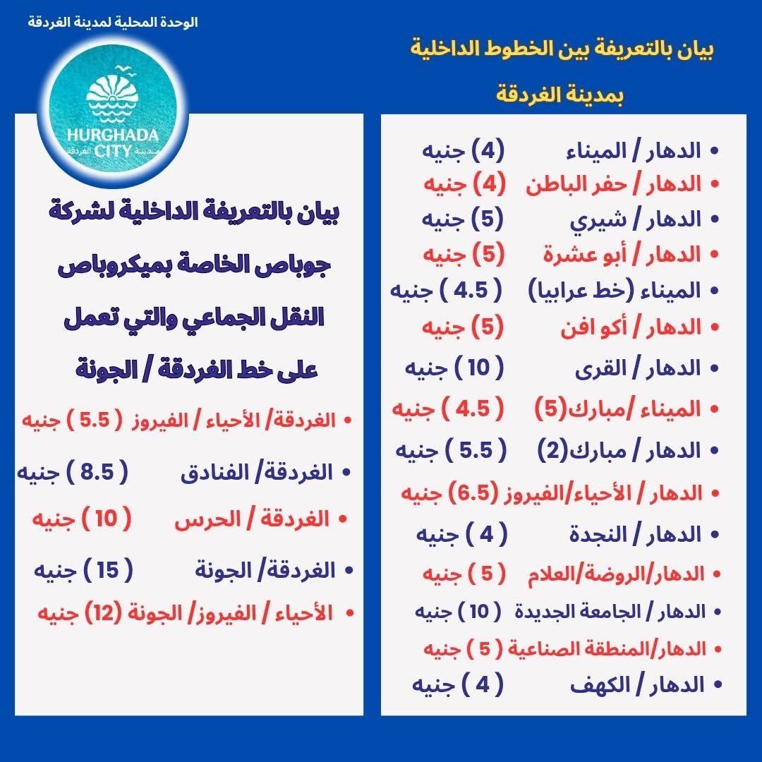 التعريفة الجديدة للمواصلات بالبحر الأحمر (1) التعريفة الجديدة للمواصلات بالبحر الأحمر (1)