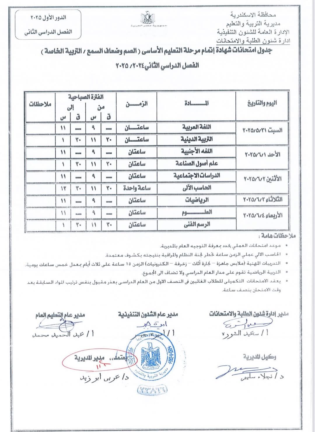 جدول الشهادة الابتدائية لضعاف السمع جدول الشهادة الابتدائية لضعاف السمع