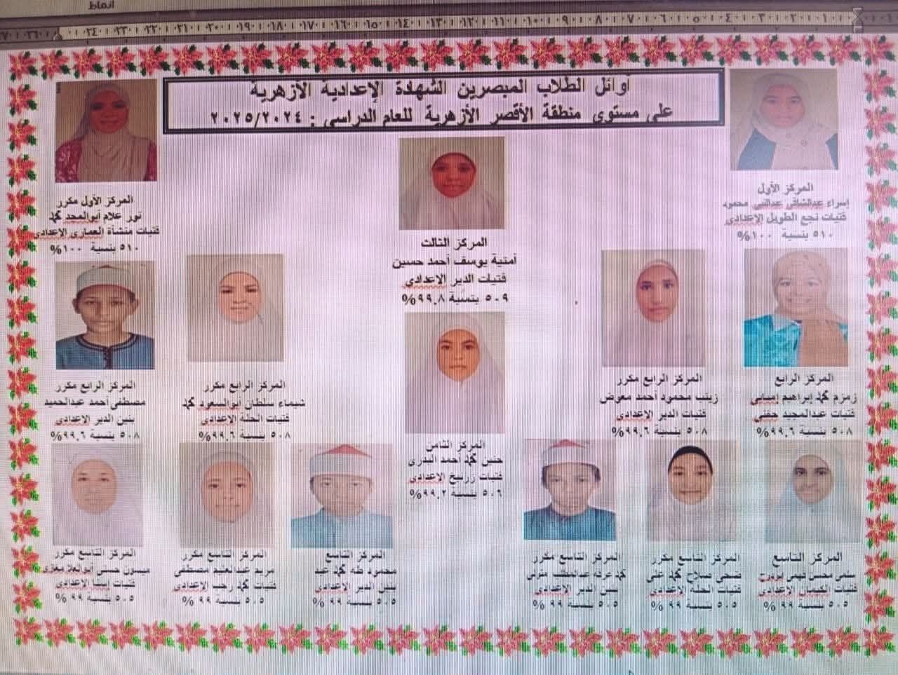 قائمة أوائل الشهادة الإعدادية بالأقصر قائمة أوائل الشهادة الإعدادية بالأقصر