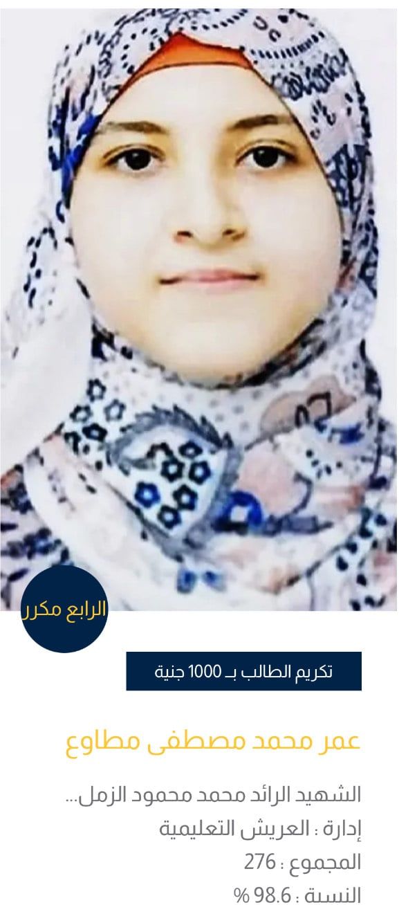 أوائل الشهادة الإعدادية بشمال سيناء (1) أوائل الشهادة الإعدادية بشمال سيناء (1)