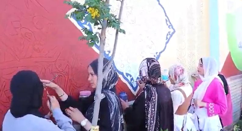 طالبات ترزيين جدران المصالح الحكومية