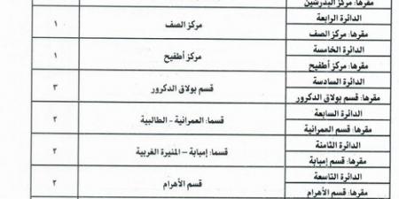 جدول النظام الفردى لانتخابات البرلمان بالجيزة وفقا للتشريع المقدم للنواب